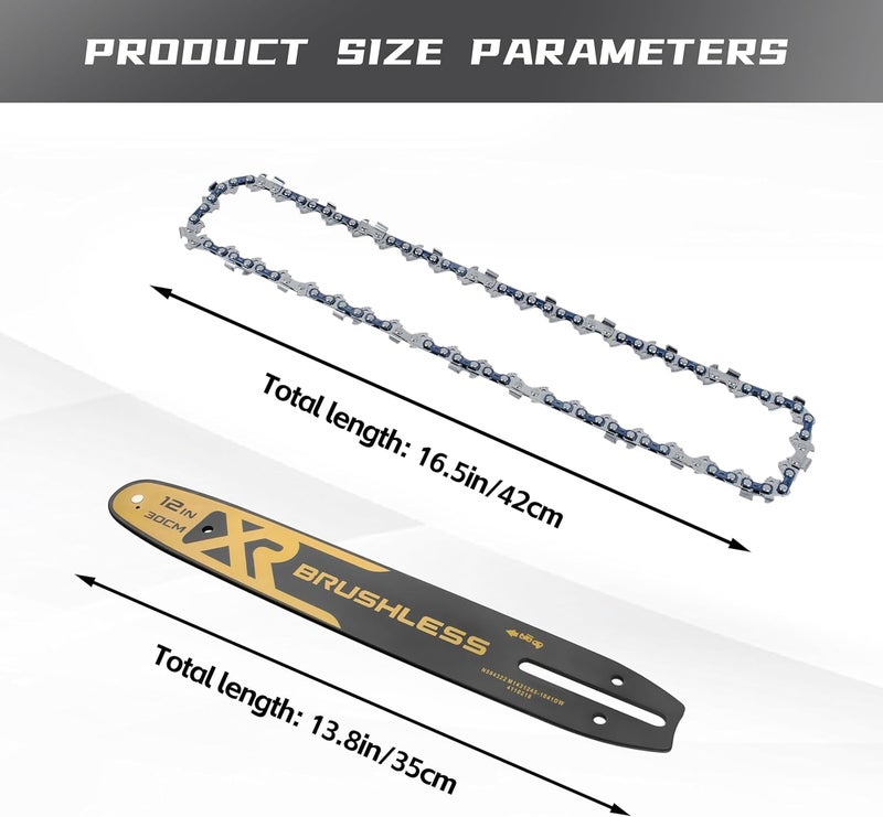 Yehtta DWZCSB12 12" Chainsaw Guide Bar and DWO1DT612 1 Saw Chains Combo for DEWALT DCCS620, DCCS620P1, DCCS620B (1 bar + 1 chains) - Image 2